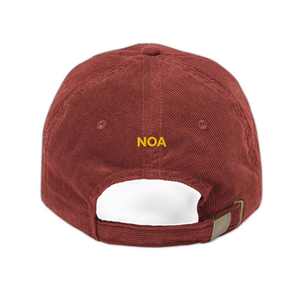 NOA 140 Meridian vintage corduroy cap - burgundy embroidered, side profile