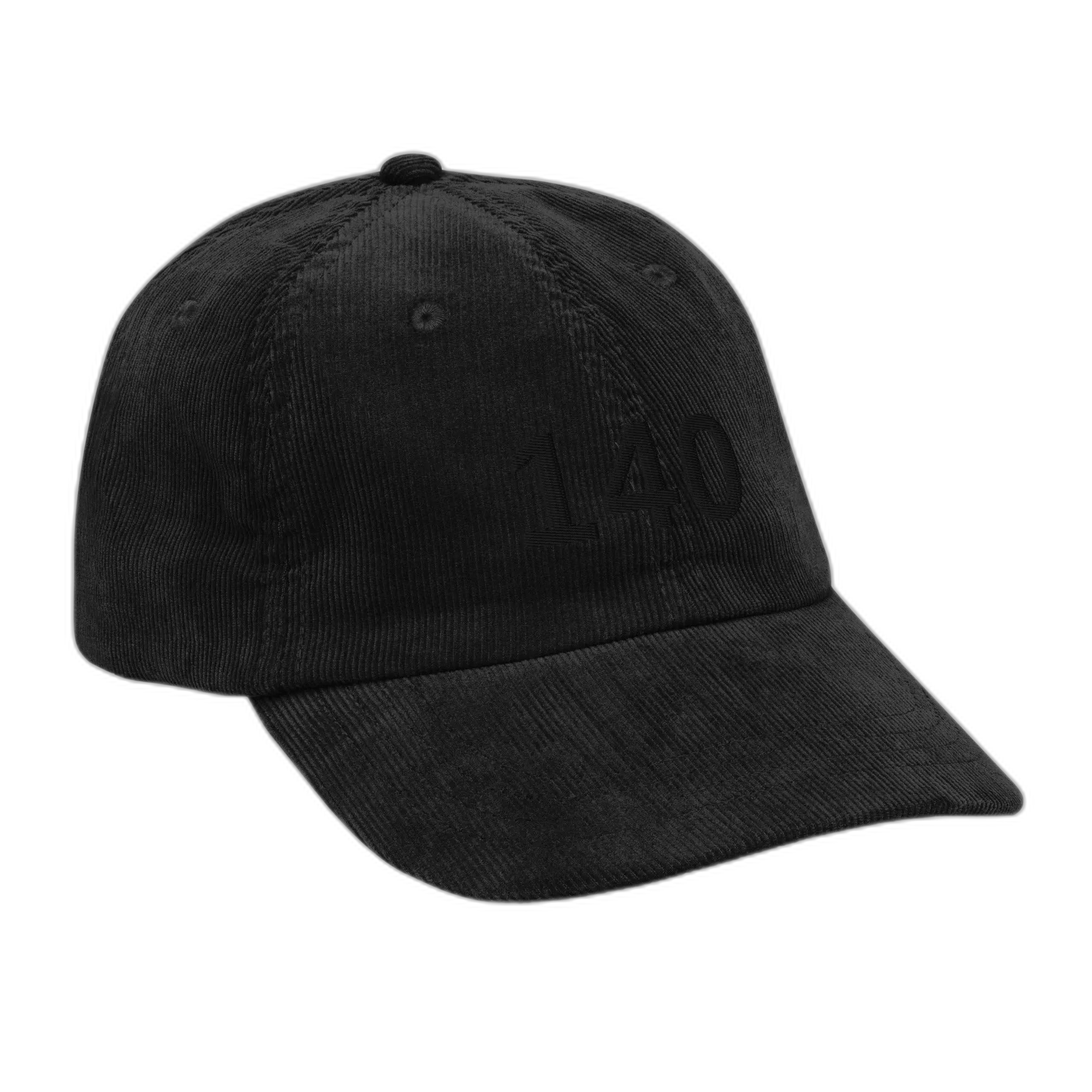 NOA 140 Midnight vintage corduroy cap - black, rear adjustable strap view