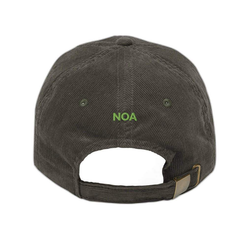 NOA 140 Monstera vintage corduroy cap - olive green embroidered, side profile