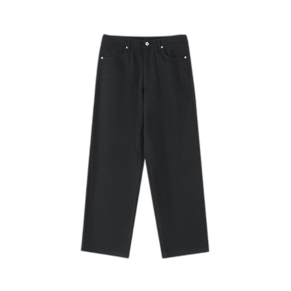 NOA Achilles Berlin heavyweight cotton pants - black straight leg, rear view with panel detail