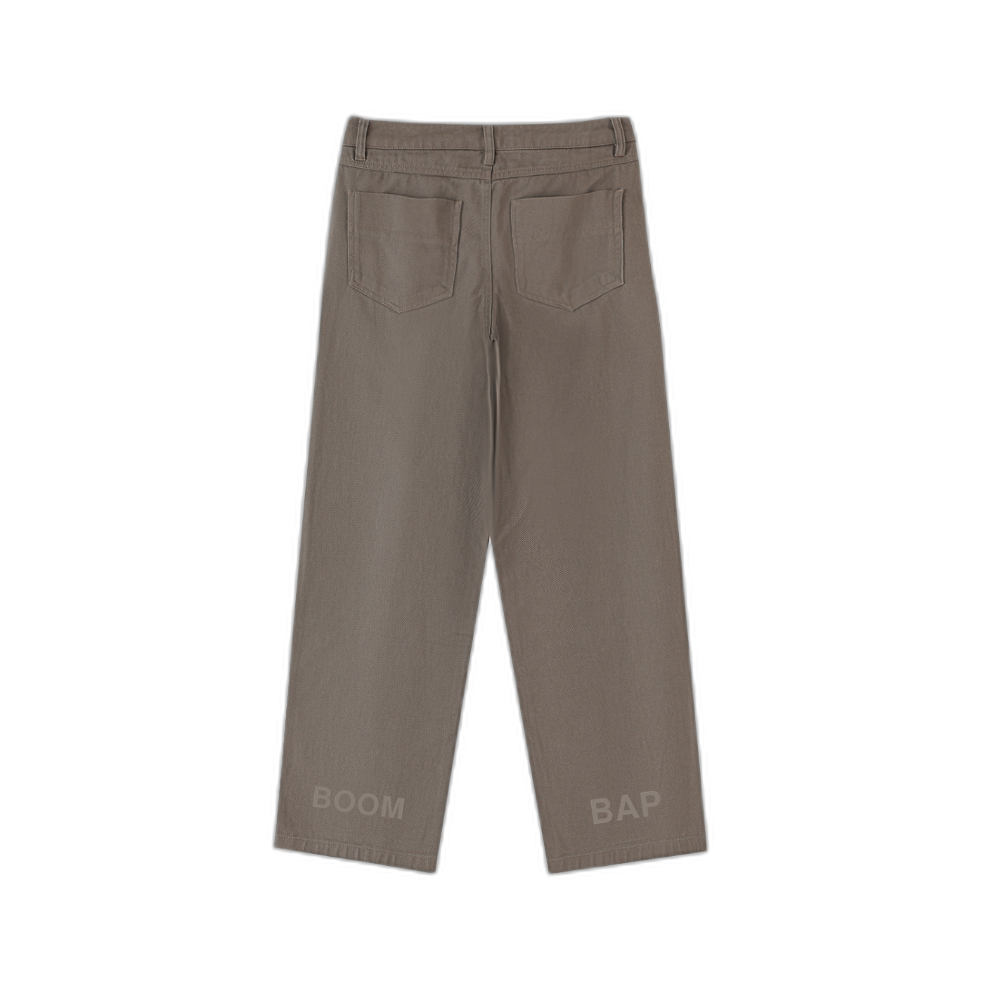 NOA Achilles Brooklyn heavyweight cotton pants - brownstone tan with BOOM BAP tonal panel text, front view