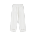 NOA Achilles Lisbon heavyweight cotton pants - white with FADO SOUL tonal panel text, front view