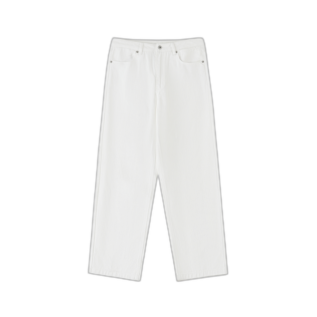 NOA Achilles Lisbon heavyweight cotton pants - branco straight leg, rear view with panel detail