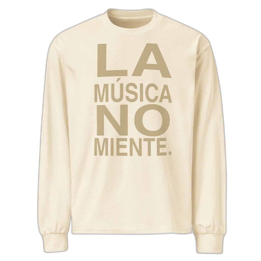 NOA La Musica premium heavyweight long sleeve shirt - front view with La Musica print