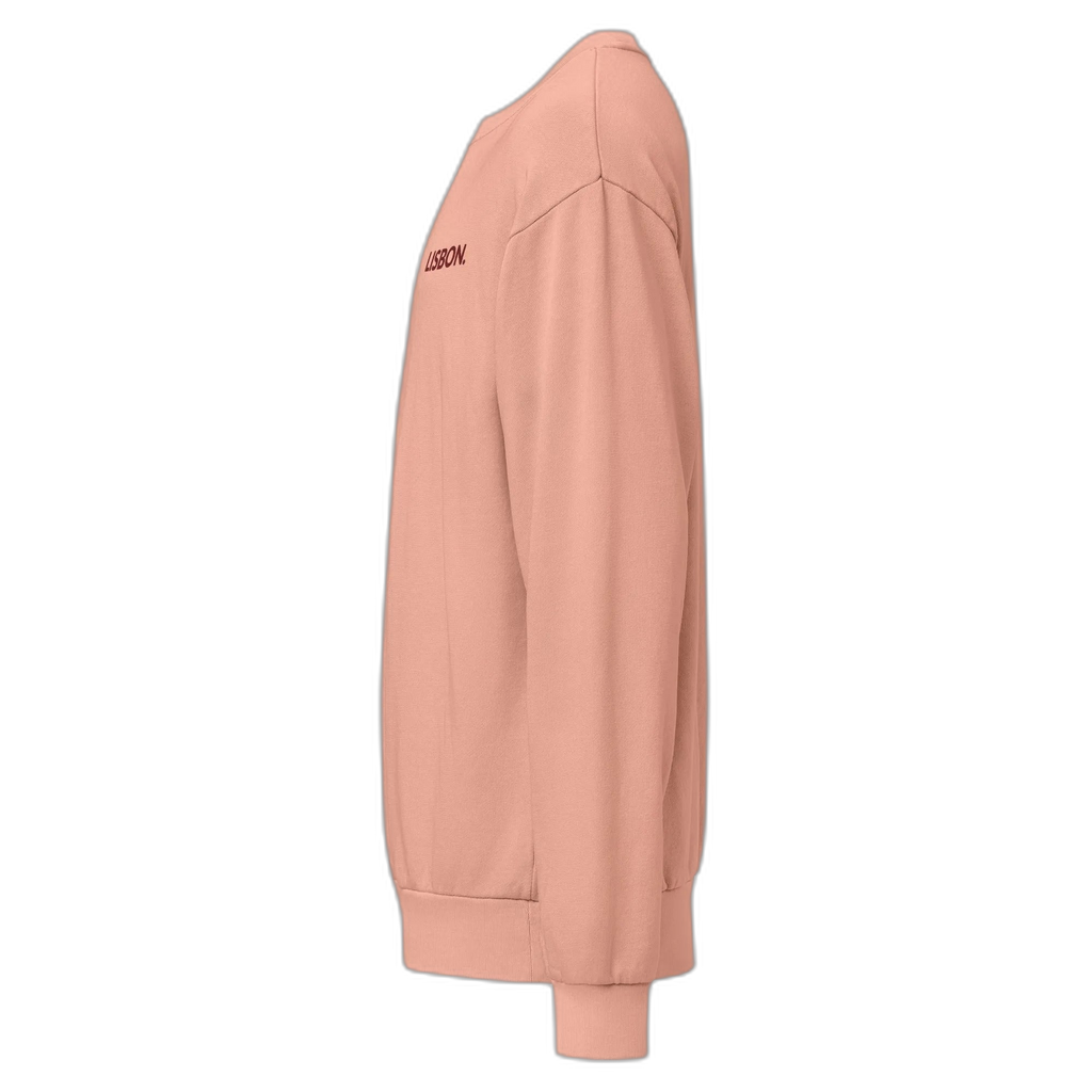 NOA Lisbon Crew crewneck - slate with Lisbon embroidery detail, angled view