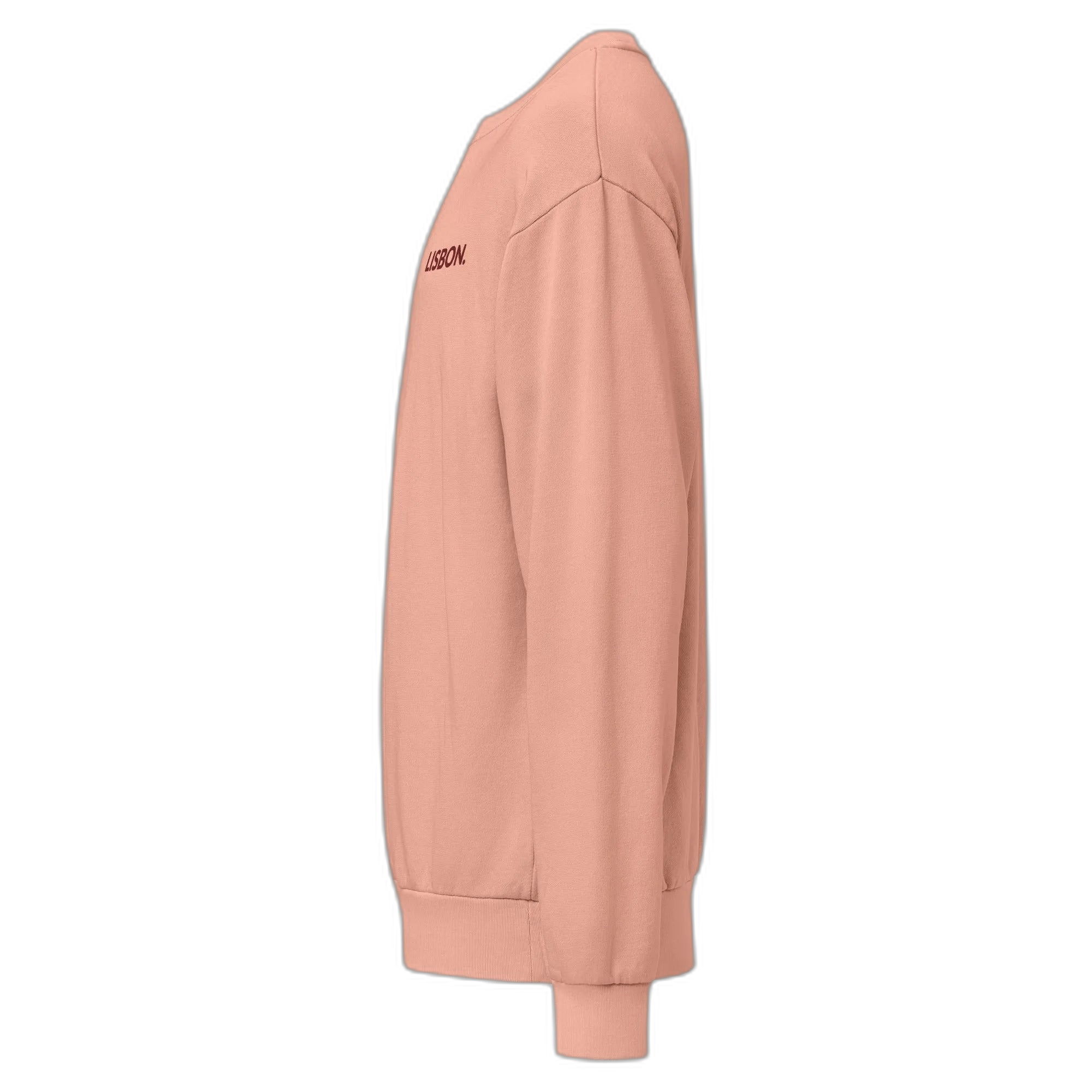 NOA Lisbon Crew crewneck - slate with Lisbon embroidery detail, angled view