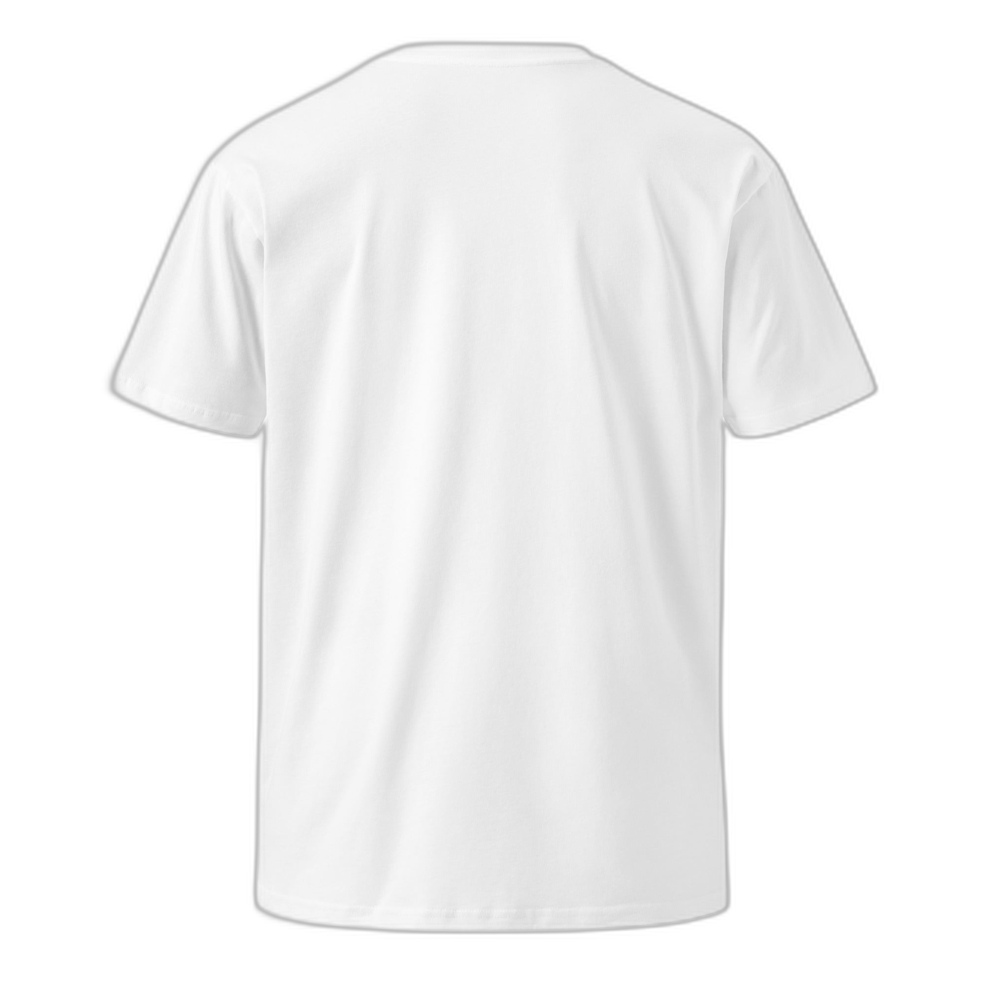 NOA Arctic Rainbow tee - white with rainbow print detail, angled view