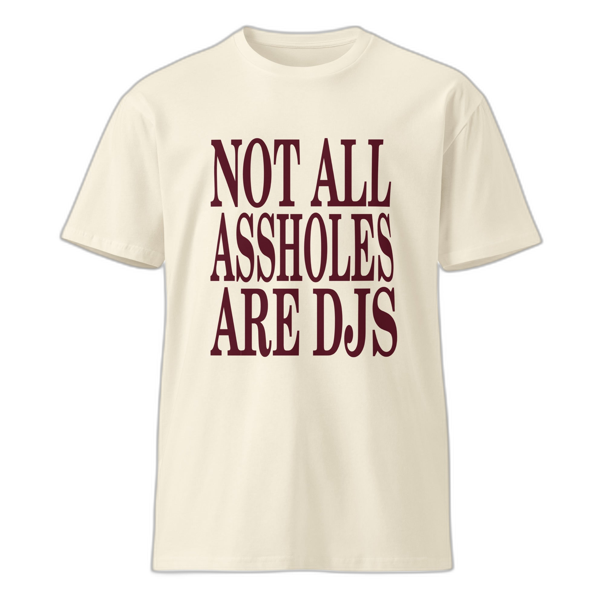 NOA Off-White Burgundy premium unisex t-shirt - navy with burgundy NOA logo, front view